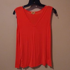 Piko 1988 Sleeveless V-Neck Women's Top Coral Flowy